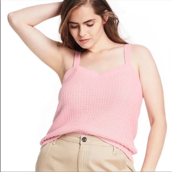 Sandy Liang x Target Sweetheart Neckline Waffle Knit Sweater Pullover Tank Top M - Picture 3 of 16